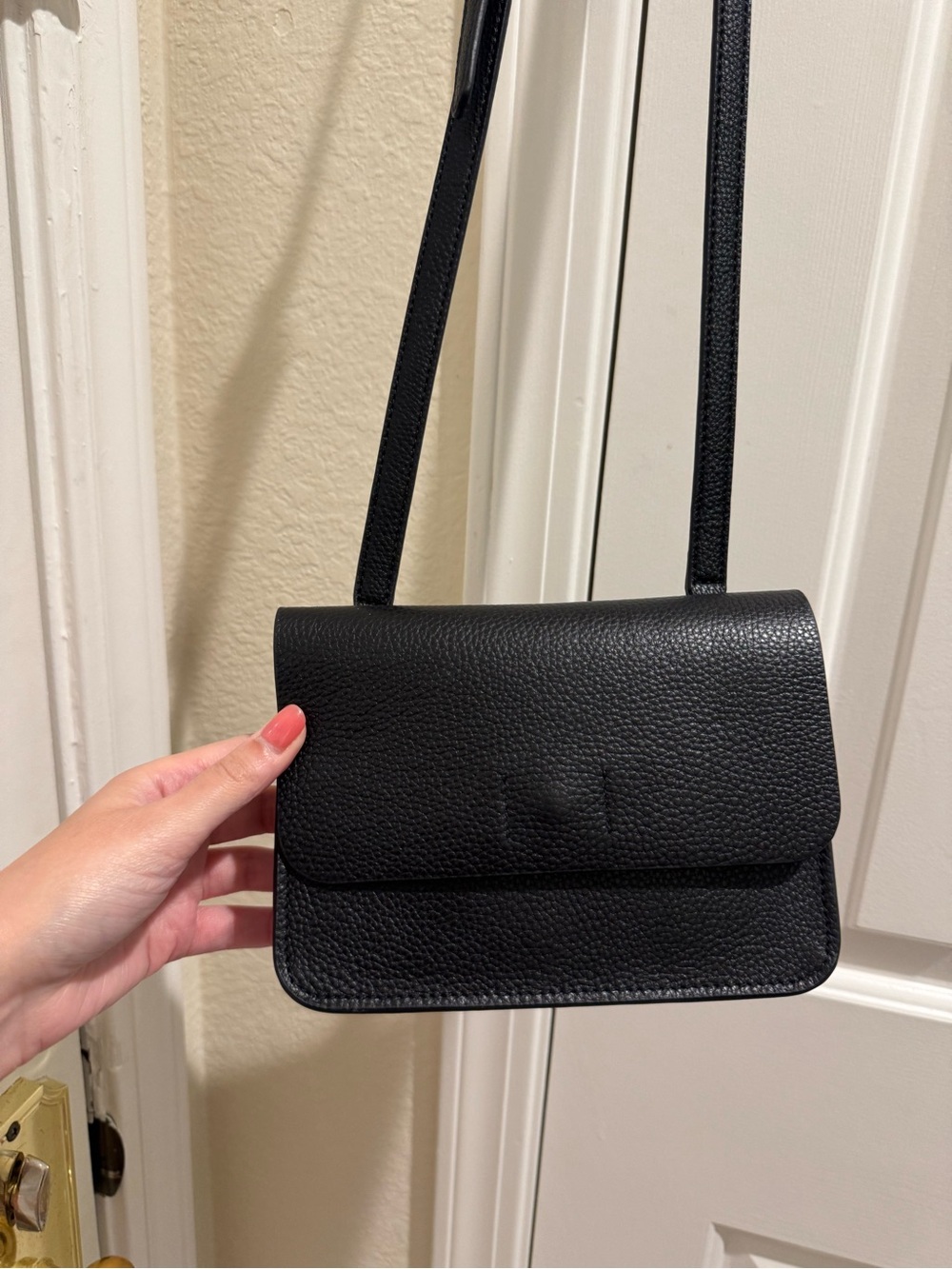 Classic Black Leather Crossbody Bag from Melrose and Market